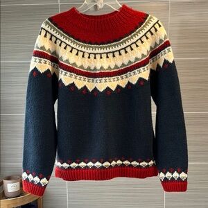 Eddie Bauer Nordic Crewneck Sweater in Red and Blue
